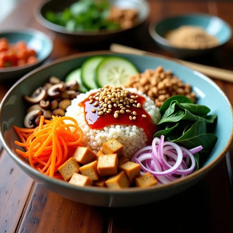 Bibimbap Coreano con Quinoa y Vegetales al Vapor: Receta Vegana y Baja en Calorías