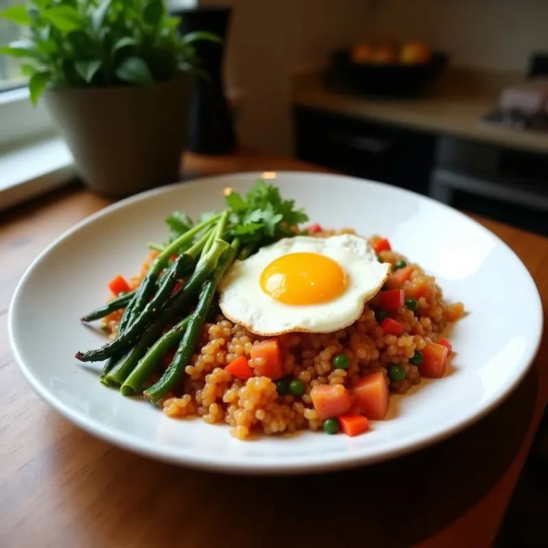 Bibimbap de Cuinoa con Verduras Fermentadas y Huevo de Lino: Receta Coreana Vegana