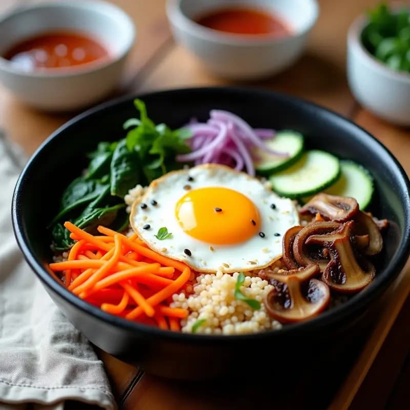 Bibimbap Coreano de Quinoa y Verduras: Receta Healthy con Salsa Gochujang Casera