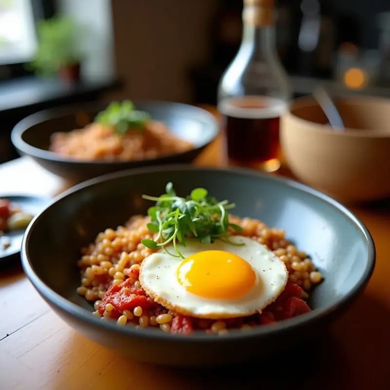 Bibimbap Coreano de Ternera y Espinacas: Receta Tradicional con Huevo Frito en 30 Minutos