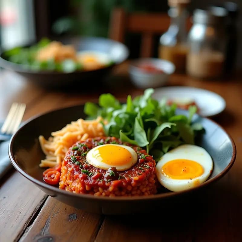 Bibimbap Coreano con Espinacas y Zucchini: Receta Vegana en Sartén con Huevo Crujiente