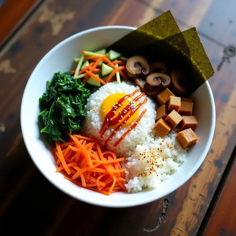 Bibimbap Coreano con Verduras Fermentadas: Receta en Olla Lenta y Sin Carne