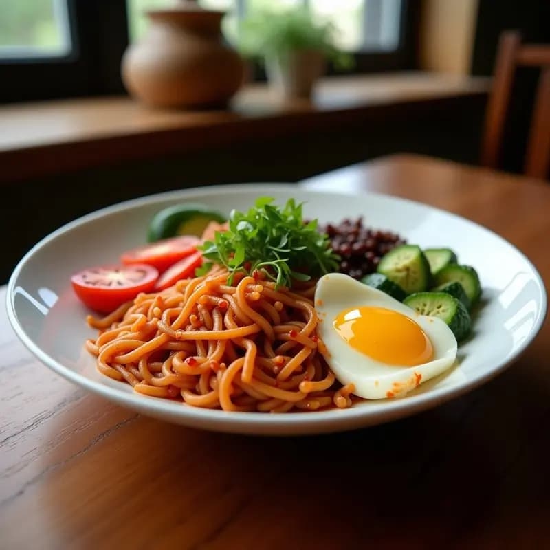 Bibimbap Coreano de Verduras y Tofu con Gochujang: Plato Único Vegano y Colorido