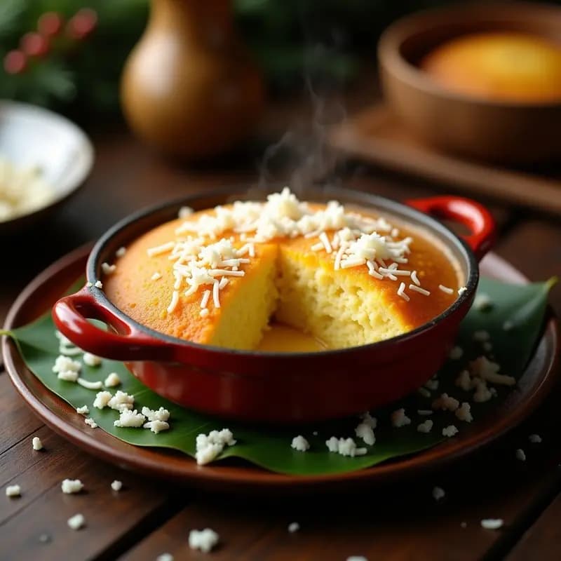 Bibingka Filipina de Arroz Glutinoso y Queso: Postre Navideño en Olla de Cocción Lenta