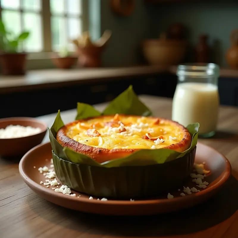 Bibingka de Coconut y Queso de Búfala: Receta Filipina Tradicional en Horno