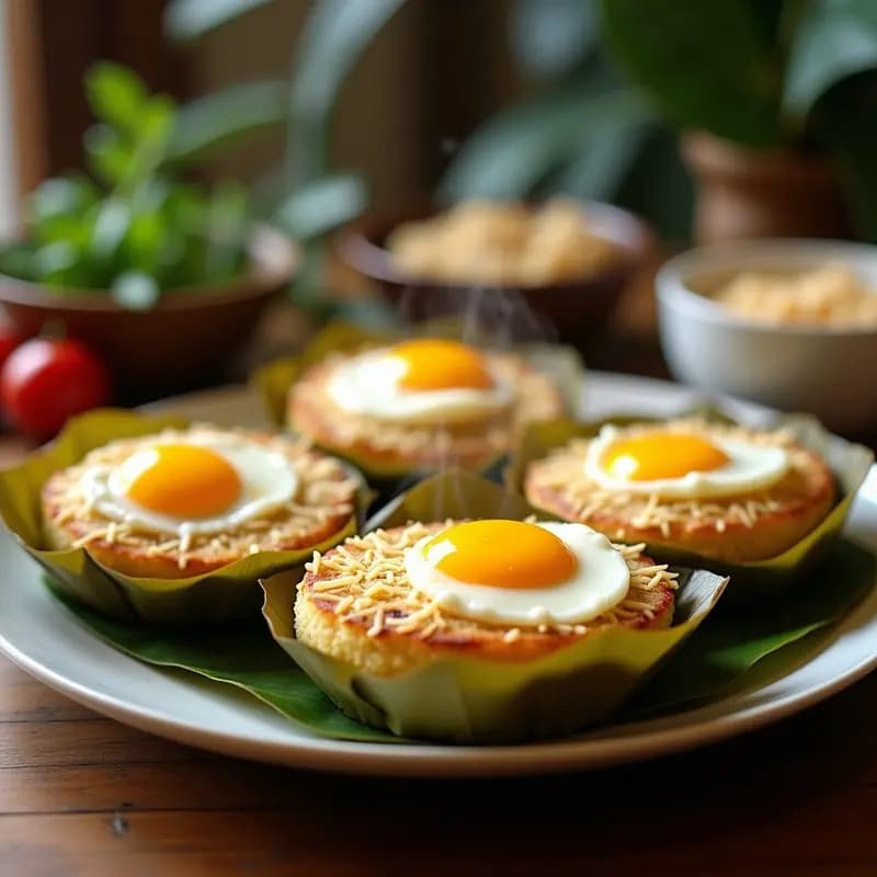 Bibingka Filipina con Queso Edam y Huevo Salado: Receta Tradicional en Airfryer