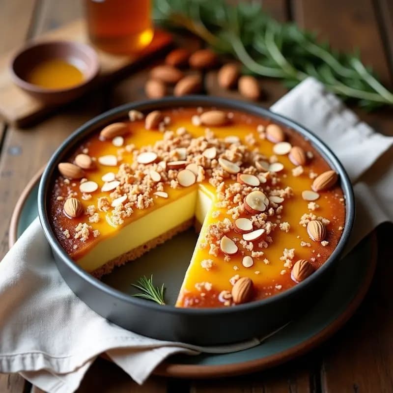 Bienenstich Alemán con Caramelo de Miel y Almendras: Postre Tradicional Sin Horno