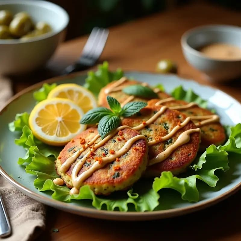 Bifteki de Garbanzos y Calabacín: Hamburguesas Griegas Veganas con Salsa de Tahini