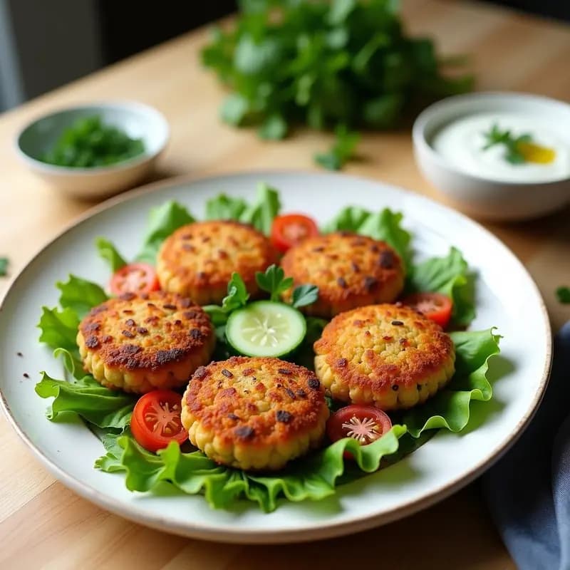 Bifteki de Garbanzos y Hierbas: Hamburguesa Griega Vegana con Salsa de Yogur