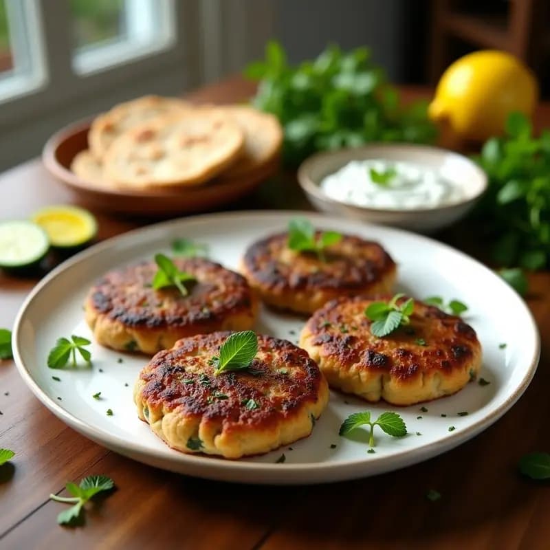 Bifteki: Hamburguesas Griegas de Carne y Hierbas con Salsa Tzatziki