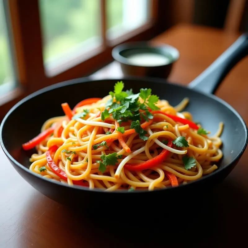 Bihun Goreng de Verduras y Huevo: Fideos Indonesios en Wok Rápido