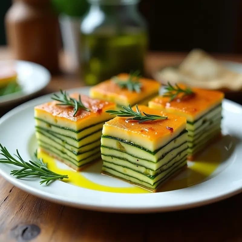 Bikon de Calabacín y Queso Halloumi: Pastel Húngaro Salado en Capas con Hierbas