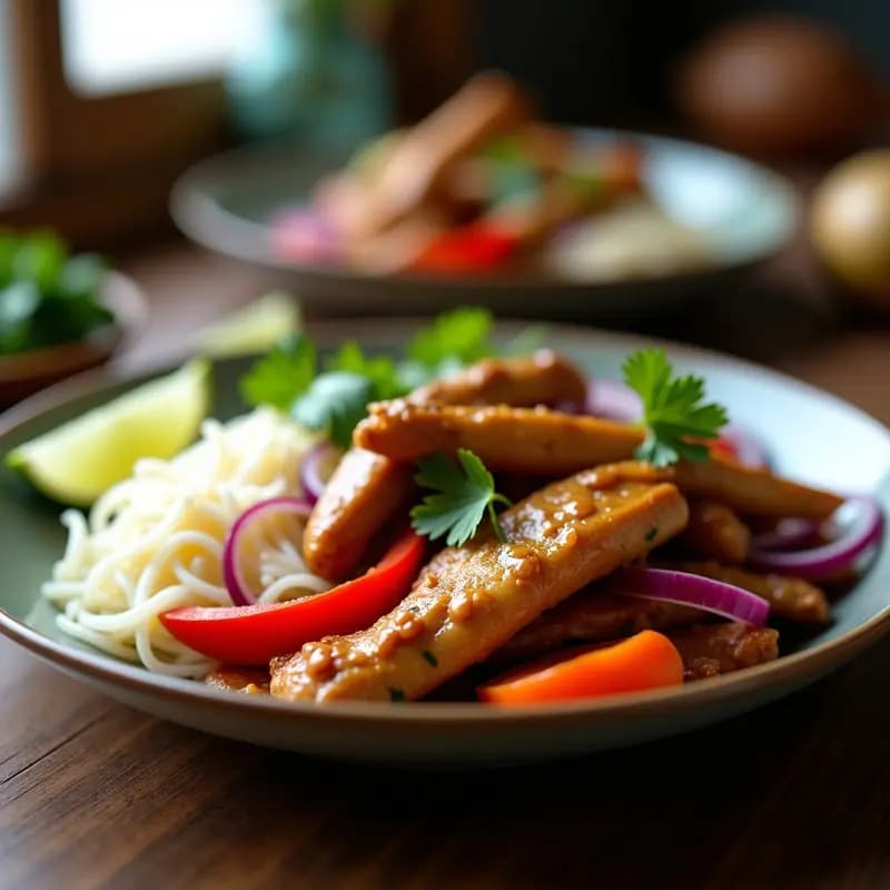 Bimbún de Camote y Pollo al Satay: Receta Filipina Sin Gluten y Alta en Sabor