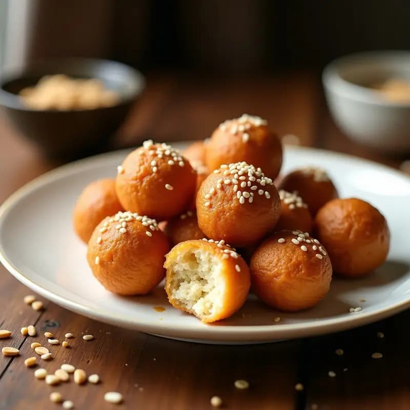 B道理 (Bing Dui) Chino de Sésamo y Cacahuete: Postre Crujiente y Dulce en Airfryer