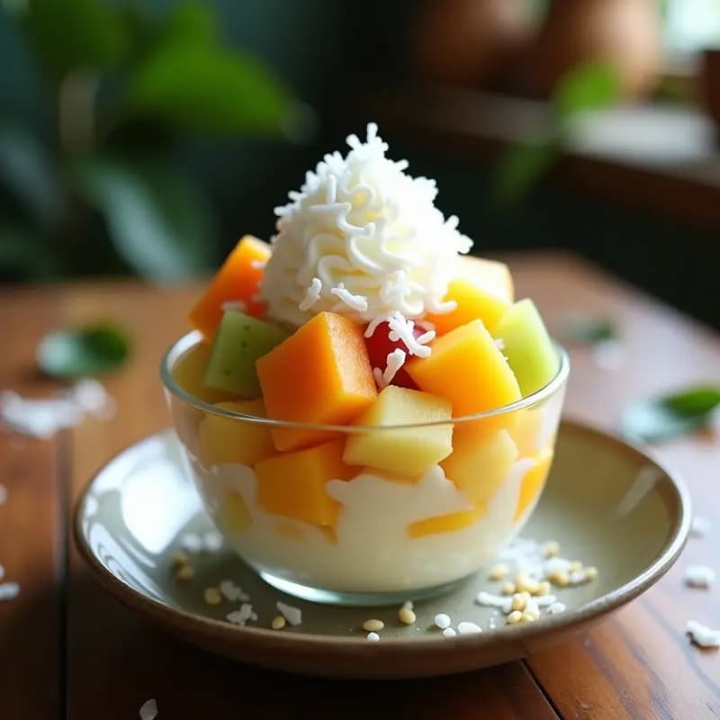 B林Bing de Hielo con Frutas Tropicales: Postre Chino de Verano Sin Azúcar