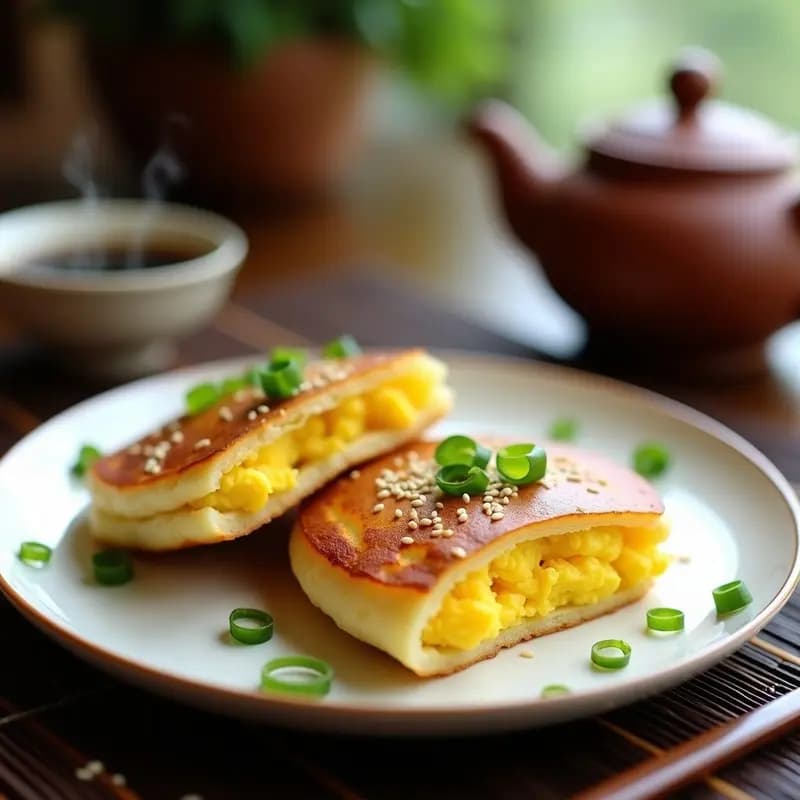 B底 (Bing) de Huevo y Cebollino: Tortitas Chinas Saladas para Desayuno