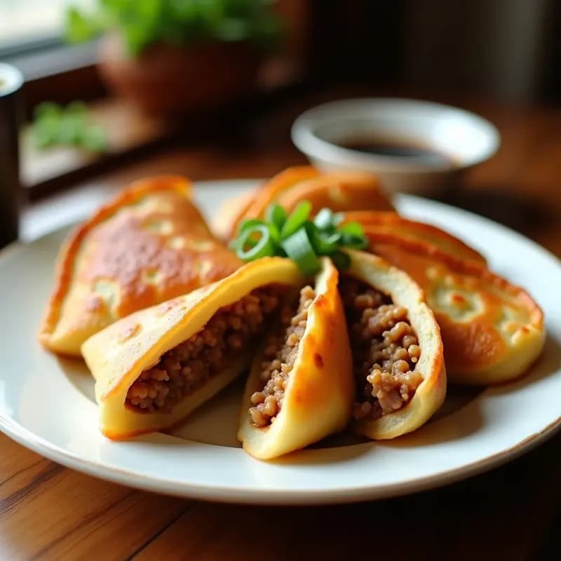 B 肉饼 (Bing de Carne) Chino: Panqueques Rellenos de Cerdo y Repollo
