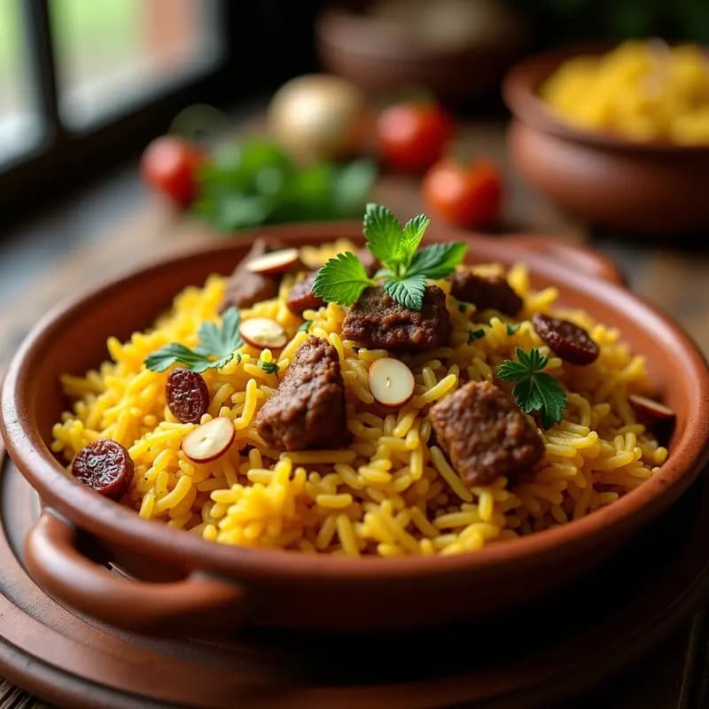 Biriyani de Cordero con Azafrán y Pasas: Receta India en Olla a Presión y Especiada