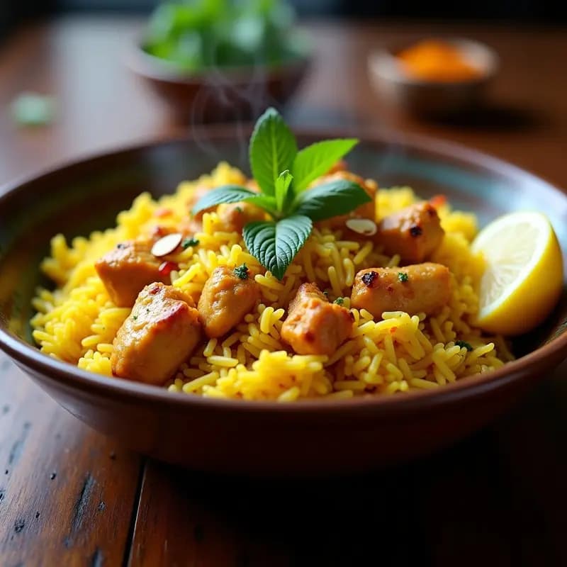 Biriyani de Pollo con Azafrán y Almendras: Receta India en Olla Lenta Aromática