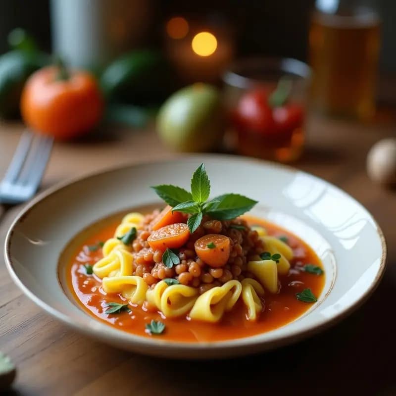 Biroldo de Lentejas y Castañas: Estofado Italiano Vegano con Hierbas Aromáticas