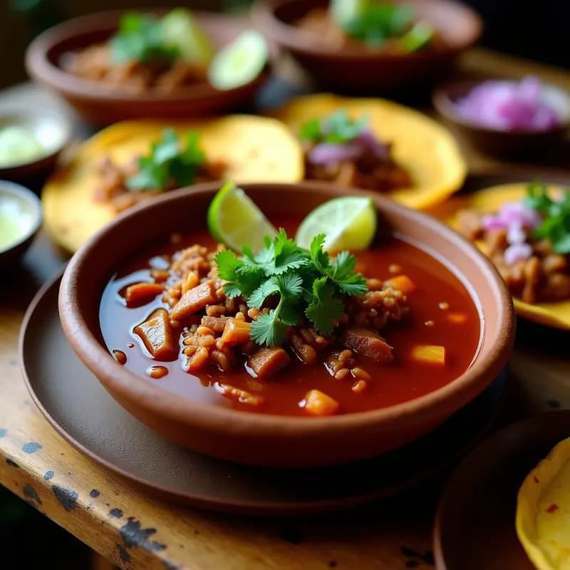 Birria de Res con Consomé y Cilantro: Tacos Mexicanos en Juicio y Tradicionales