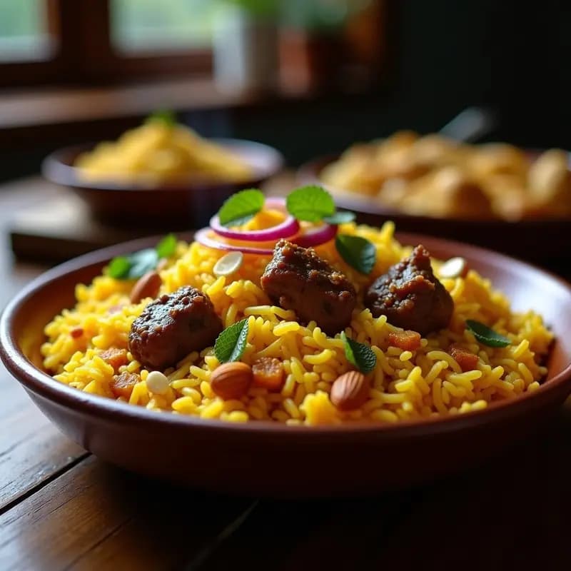 Biryani de Cordero con Arroz Basmati y Azafrán: Receta India Festiva en Olla