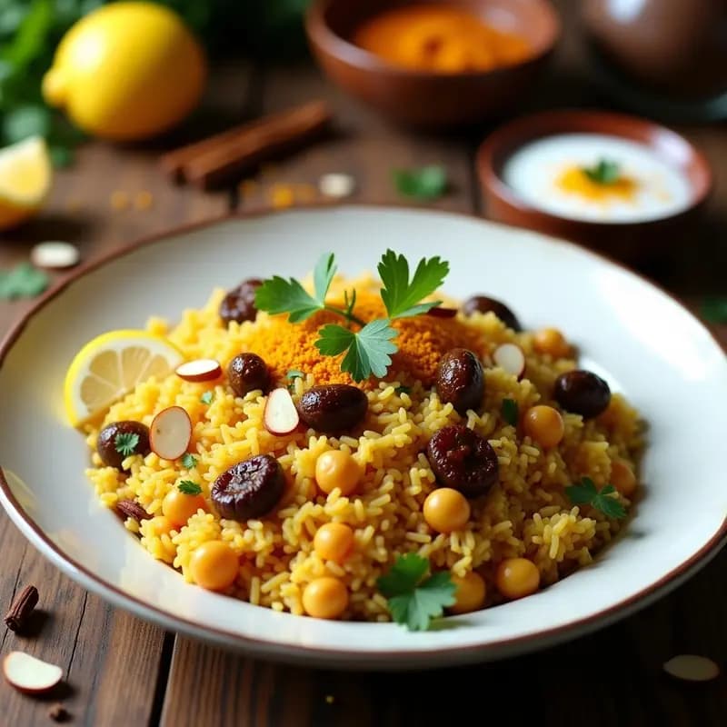 Biryani de Garbanzos y Berenjenas con Azafrán y Pasas: Receta India Vegana y Aromática