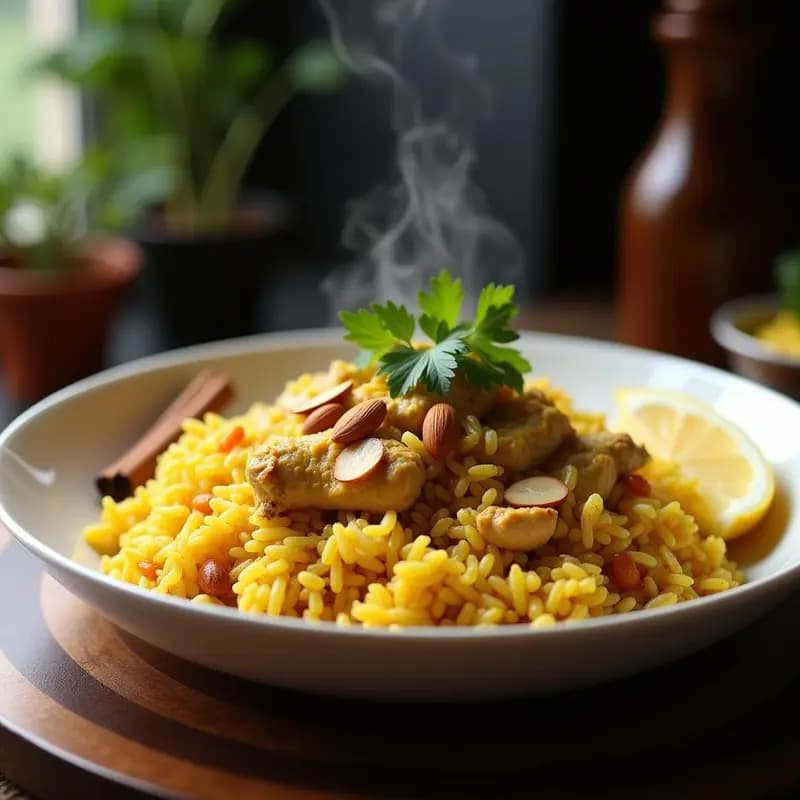 Biryani Indio de Pollo y Arroz Basmati: Receta Aromática en Olla Exprés