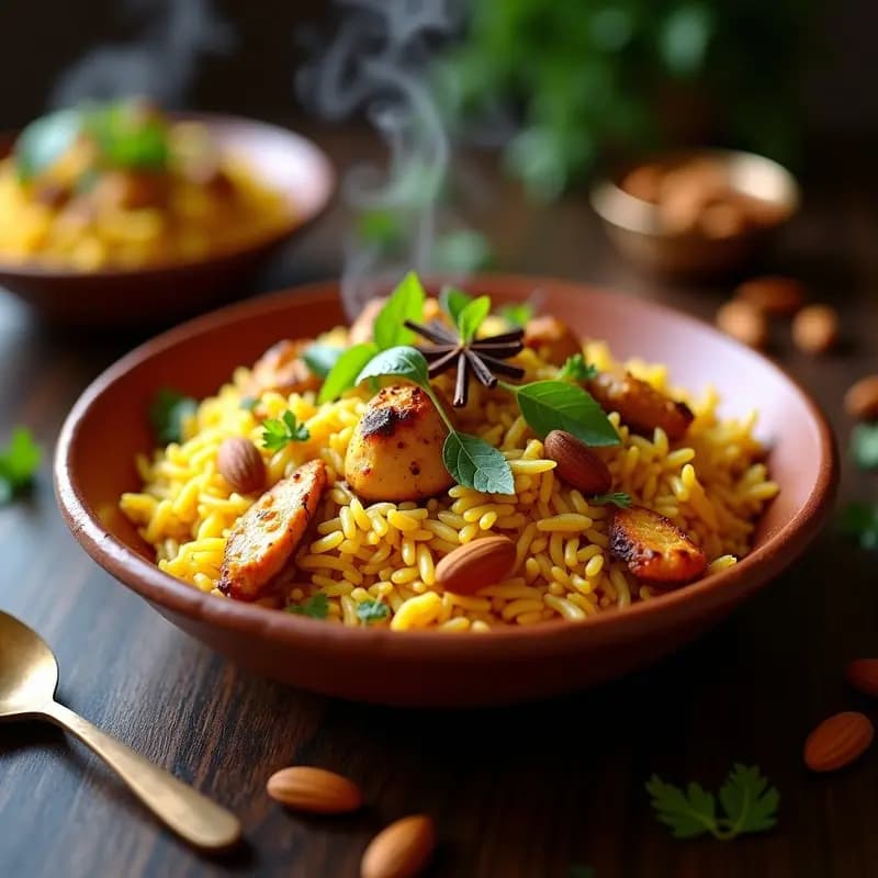 Biryani Indio de Pollo con Azafrán y Almendras: Receta en Olla Lenta y Sin Lactosa