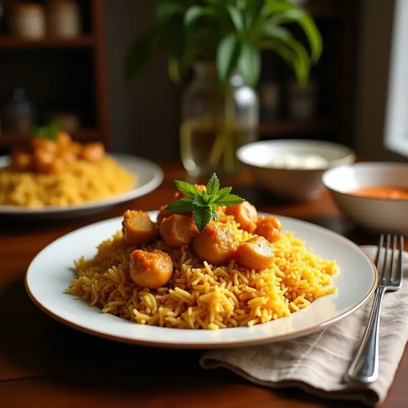Biryani de Pollo con Arroz Basmati y Especias: Receta Pakistaní exquisita con Azafrán