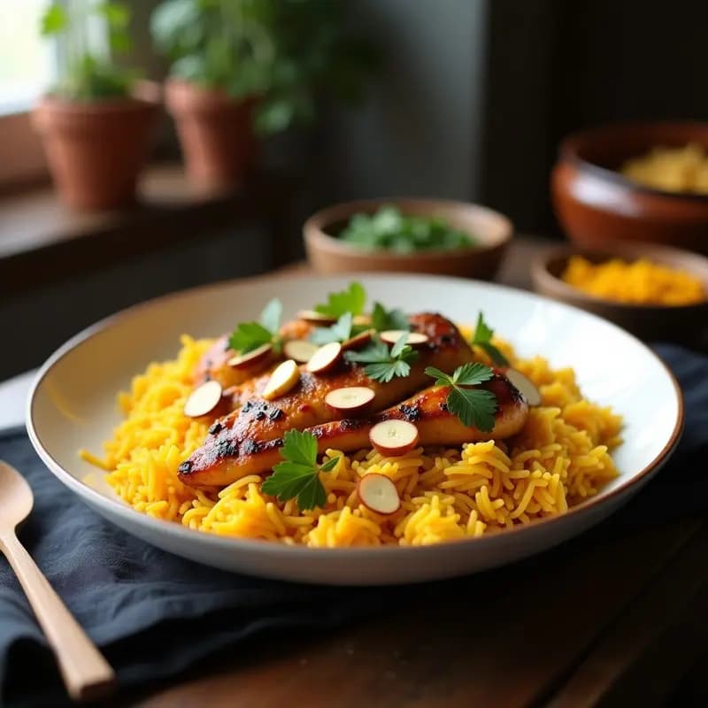 Biryani de Pollo con Azafrán y Almendras: Receta India en Olla Express Ultraaromática