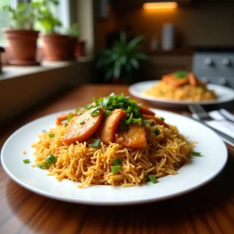 Biryani de Pollo con Azafrán y Plátanos Fritos: Receta India Festiva y Alta en Proteína