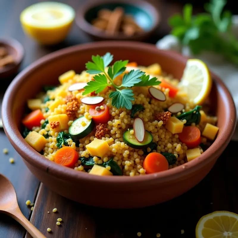 Biryani de Quinoa y Verduras con Azafrán: Receta India Vegana en Una Sola Olla
