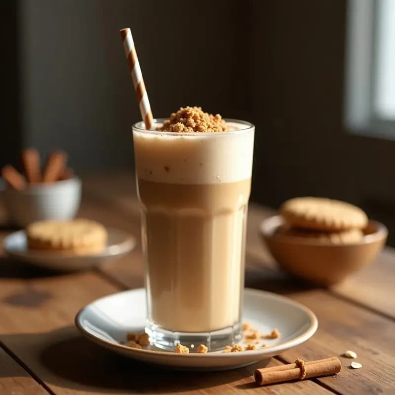 Biscoff Latte Helado con Leche de Avena: Bebida Belga Sin Cafeína y Sin Azúcar