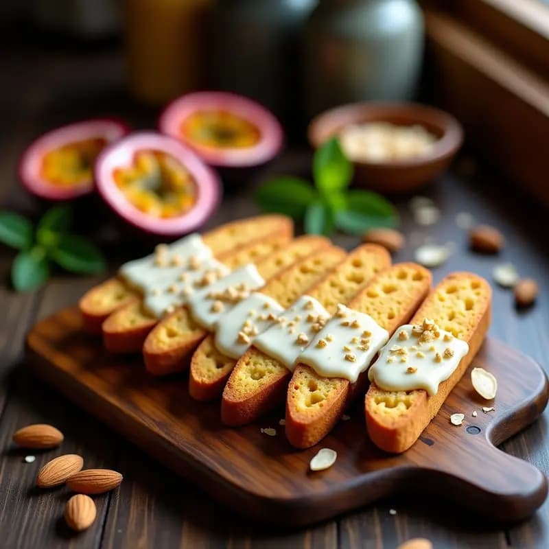 Biscotti de Almendra y Granadilla con Cobertura de Chocolate Blanco: Postre Italiano Vegano y Crujiente