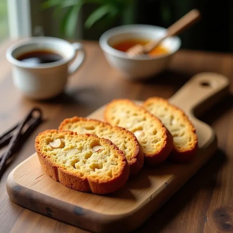 Biscotti de Almendra y Miel con Esencia de Vainilla: Postre Italiano Crujiente y Sin Lactosa