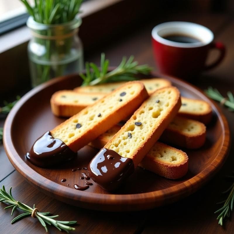 Biscotti de Almendra y Romero con Chocolate Negro: Postre Italiano Keto Sin Azúcar