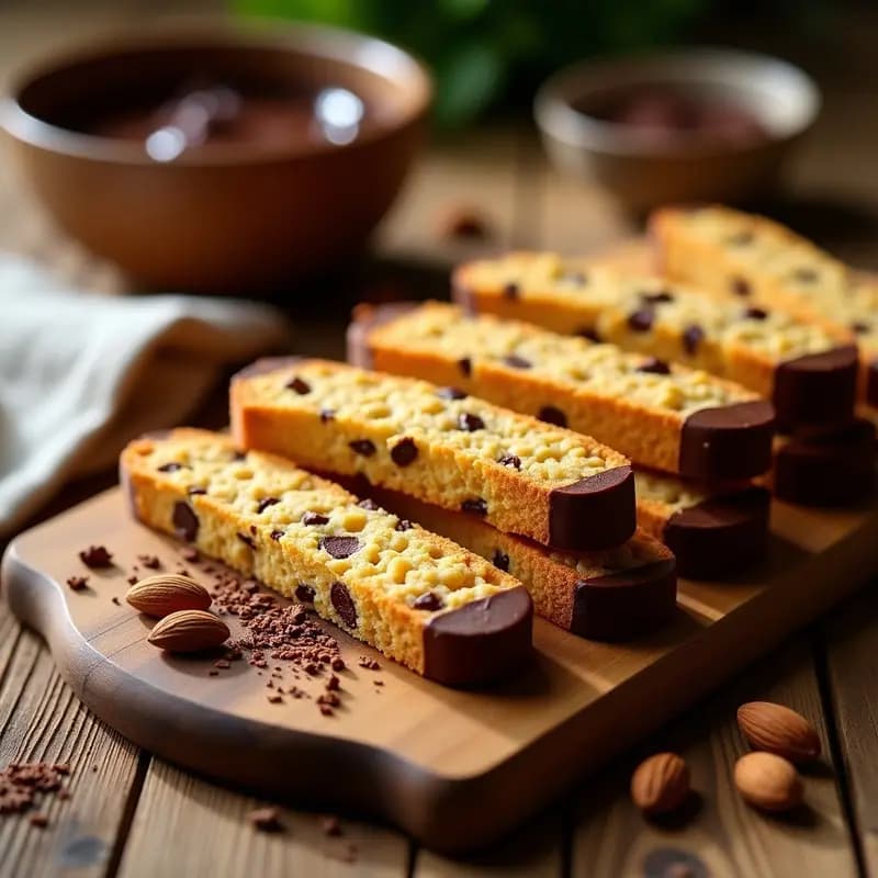 Biscotti de Harina de Garbanzo y Chocolate 90%: Postre Italiano Keto y Crujiente
