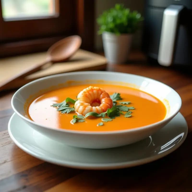 Bisqué de Gambas Cremoso: Receta Rápida en Airfryer con Toque Gourmet