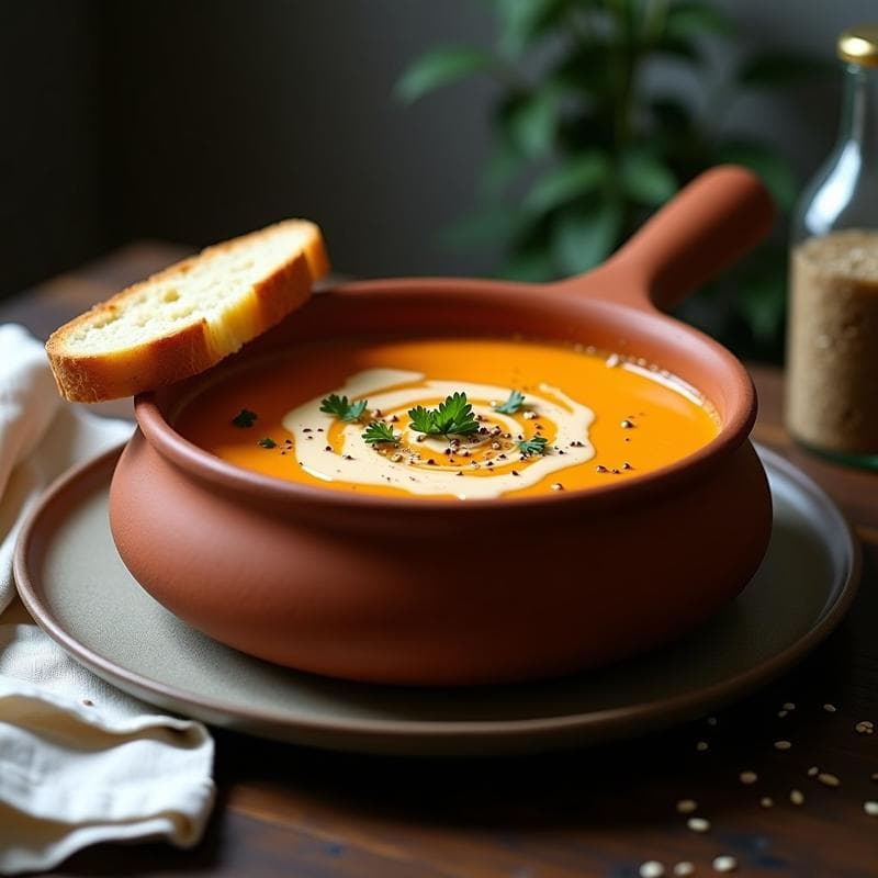 Bisque de Gambas con Crema de Ajonjolí: Receta Gourmet en 25 Minutos con Umami Intenso