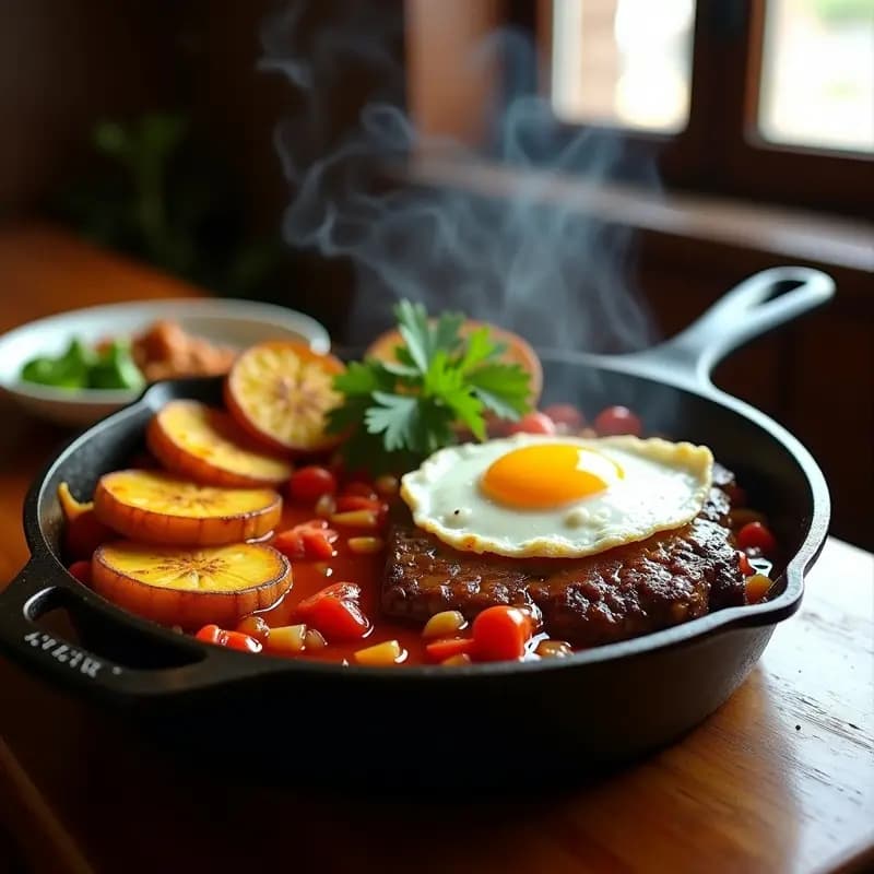 Bistec a la Cubana con Plátano Macho: Receta Colombiana Tradicional en Sartén