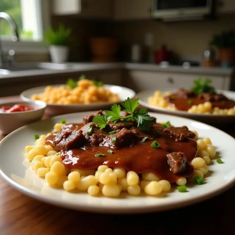 Bistec a la Cubana con Salsa Criolla y Plátanos Verdes: Receta Cubana en Sartén