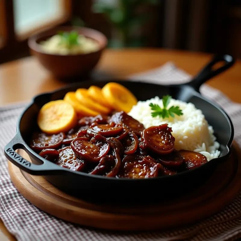 Bistec Encebollado con Arroz Blanco y Tajadas: Receta Dominicana en Sartén