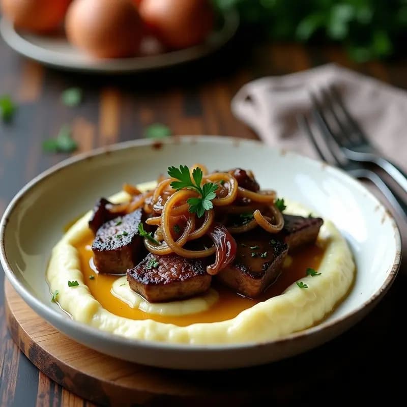 Bistec Encebollado con Puré de Coliflor: Receta Colombiana Keto y Sin Lactosa