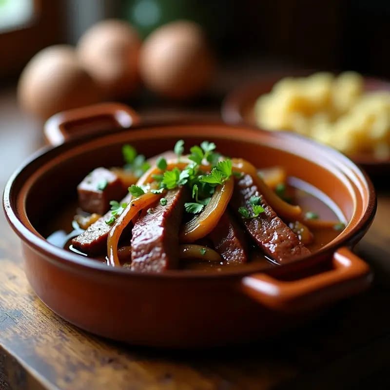 Bistec Encebollado con Vino de Oporto: Receta Portuguesa en Olla Exprés