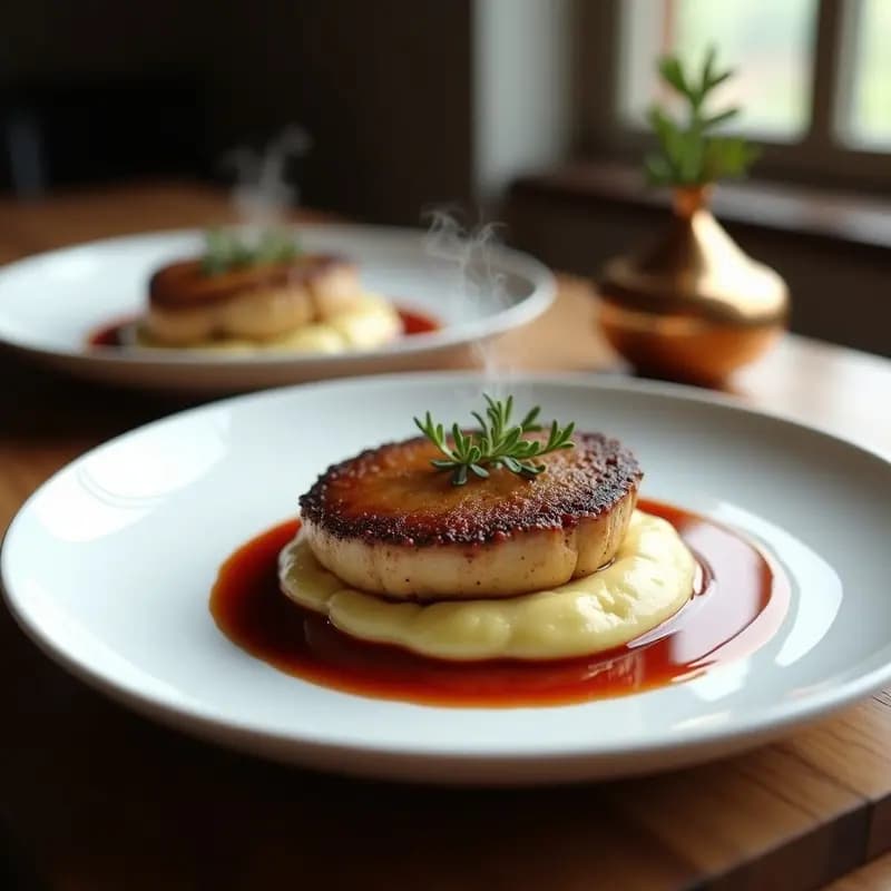 Bistec de Hongos Ostra con Puré de Coliflor y Salsa de Vino Port: Receta Francesa Keto en Sartén