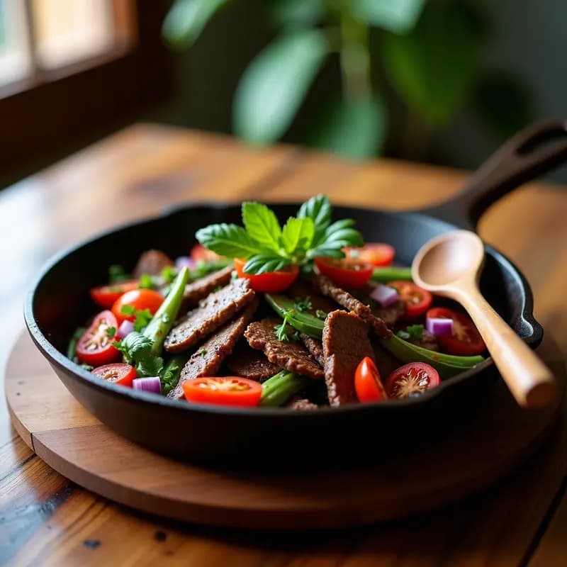 Bistec a la Mexicana con Nopales y Chipotle: Receta Tradicional en Sartén