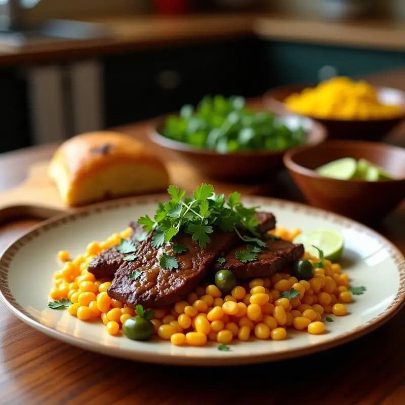 Bistec a la Mexicana con Rajas y Elote: Receta Tradicional para Desayuno o Cena