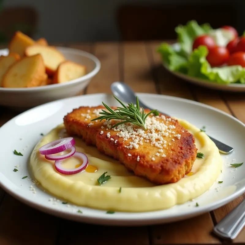 Bistec a la Milanesa con Puré de Papas: Receta Italiana Crujiente y Cremosa