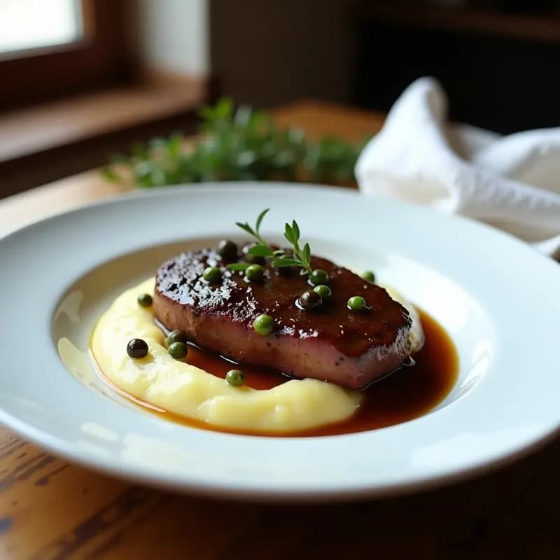 Bistec a la Pimienta con Puré de Patatas: Receta Francesa Clásica en 40 Minutos